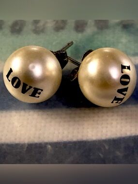 Pearl 'LOVE' Stud Earrings